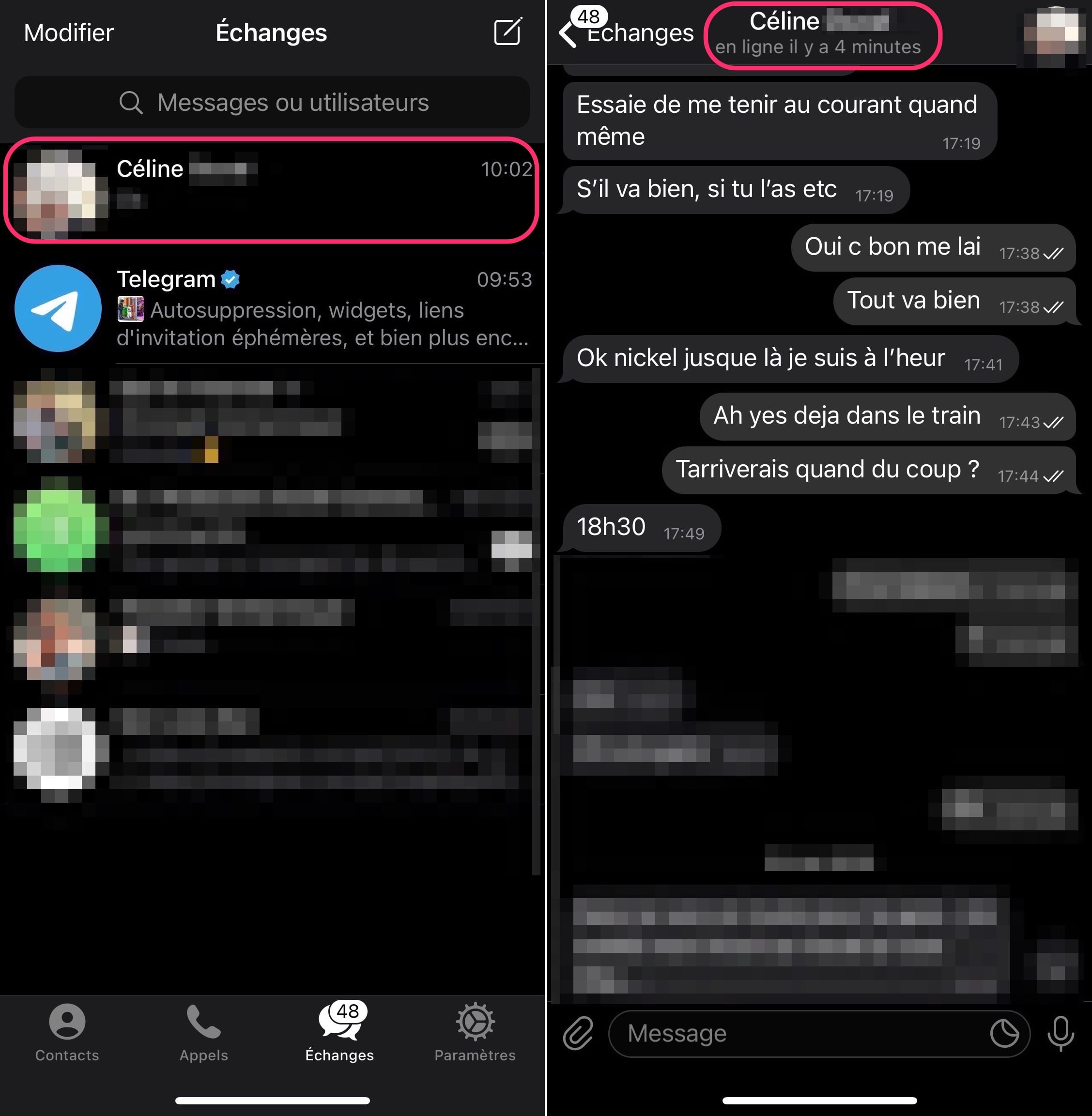 Tutoriel chiffrer conversation Telegram