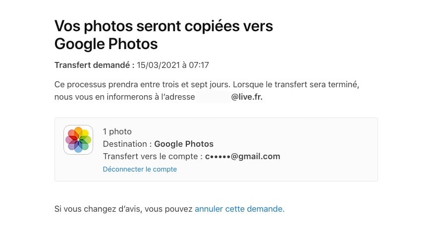 Transfert photos et vidéos iCloud résumé