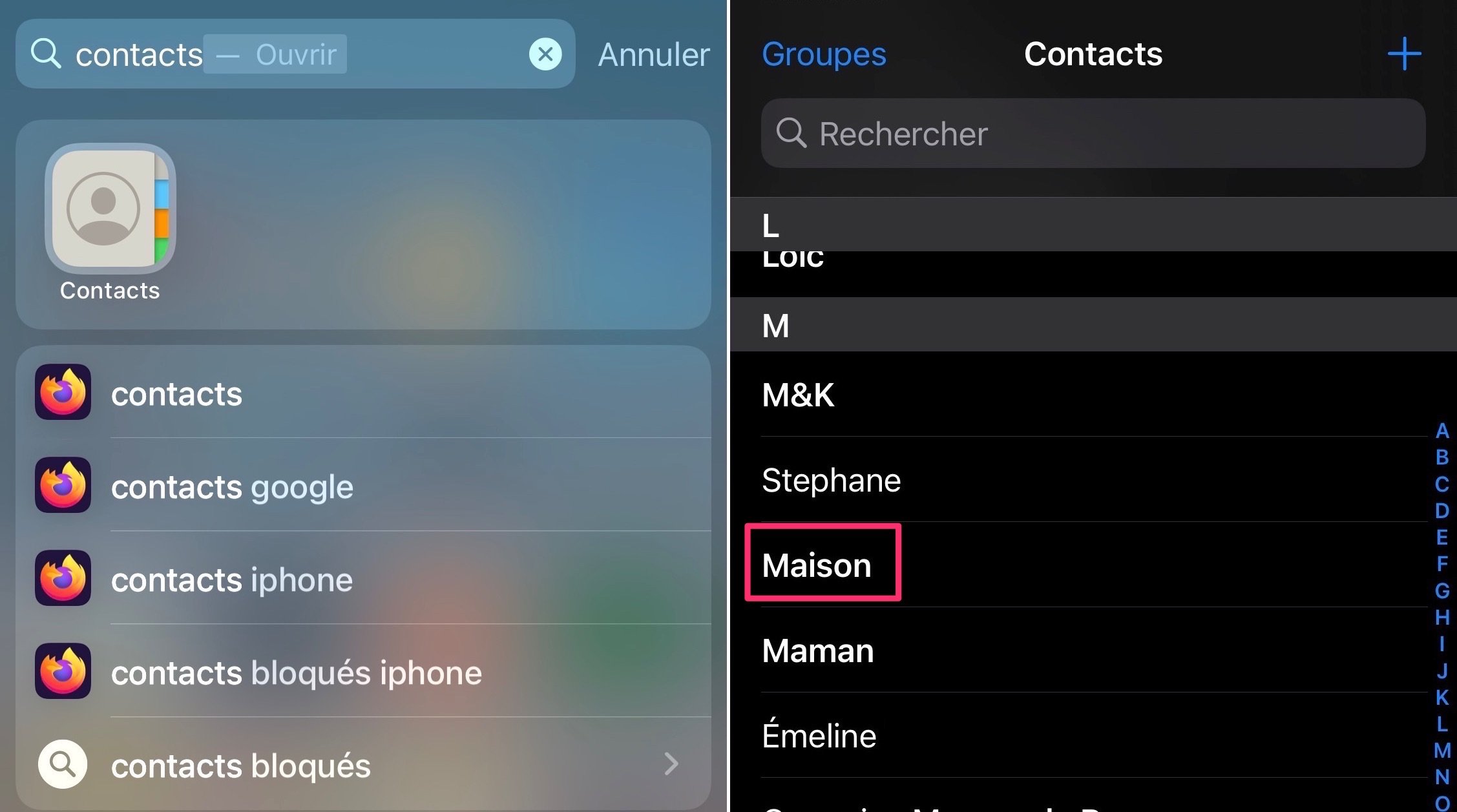 iPhone contacts