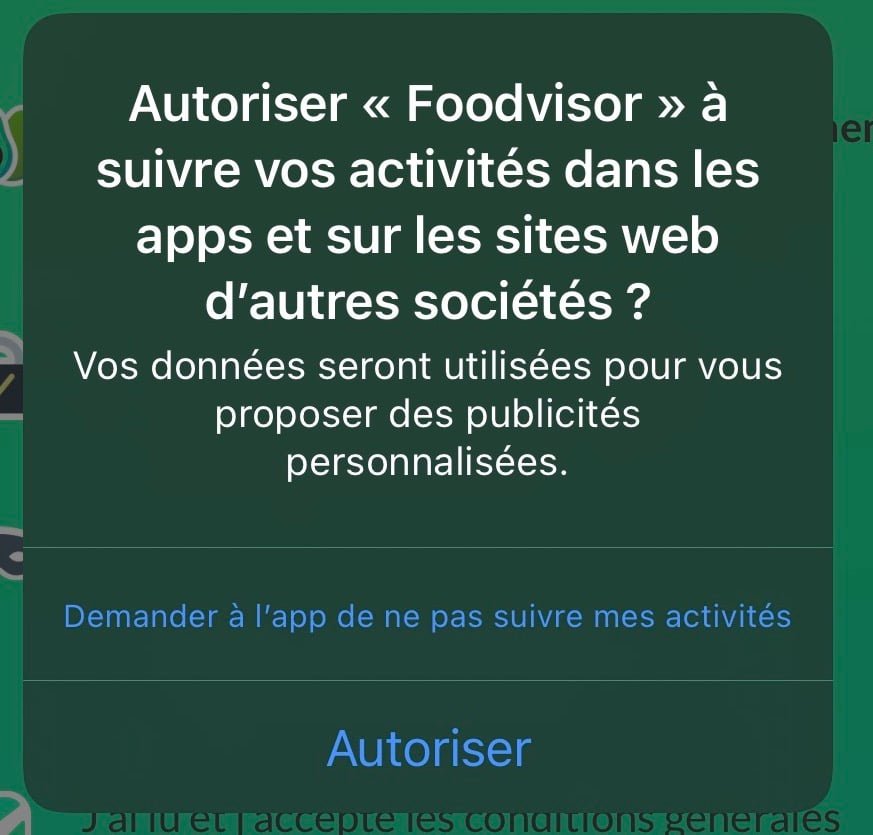 Foodviser suivi inter-applications
