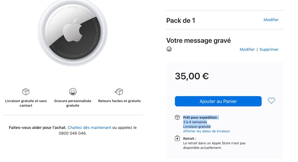 Retard livraison AirTags