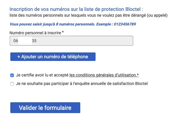 Bloctel numéros