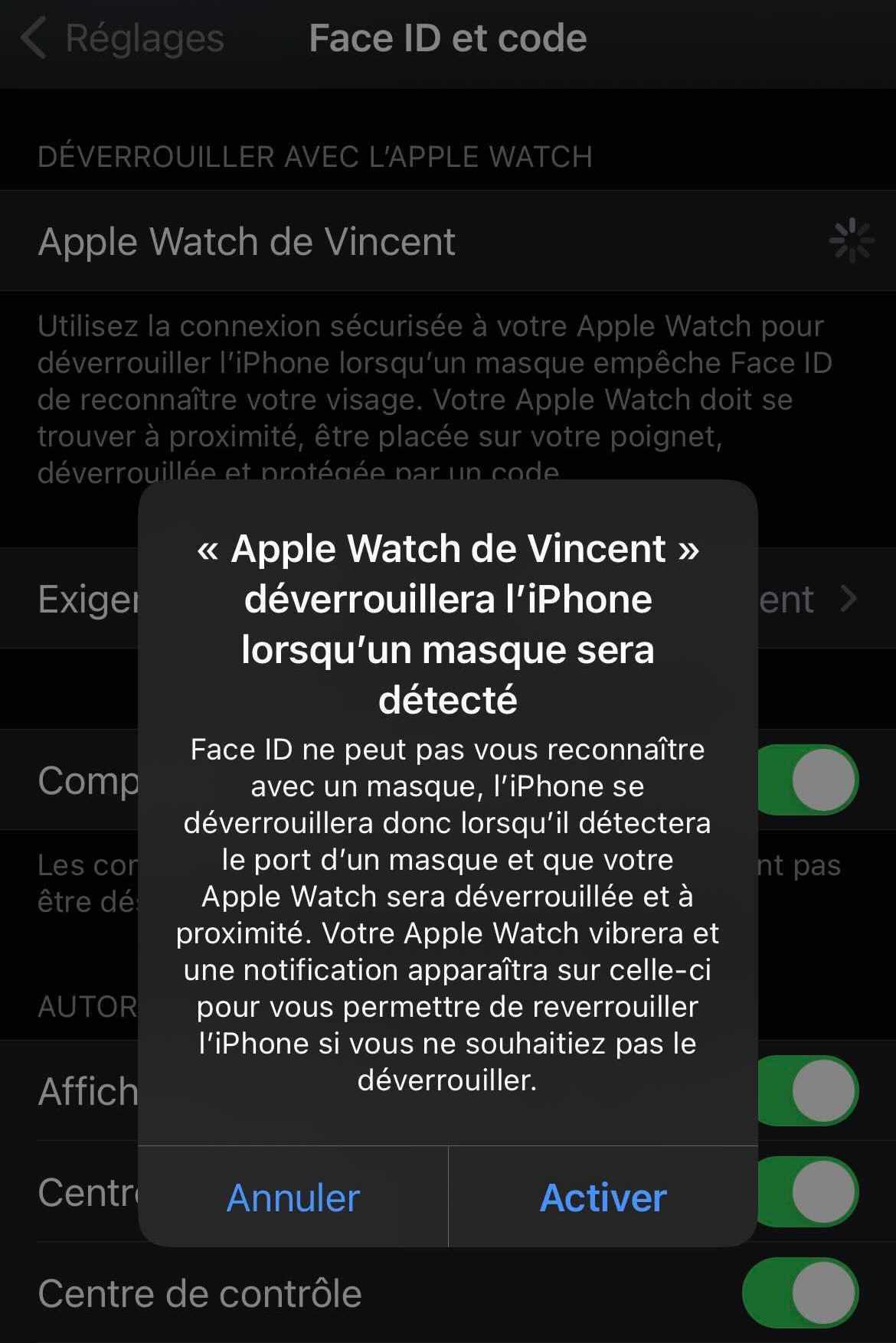 Face ID et Apple Watch