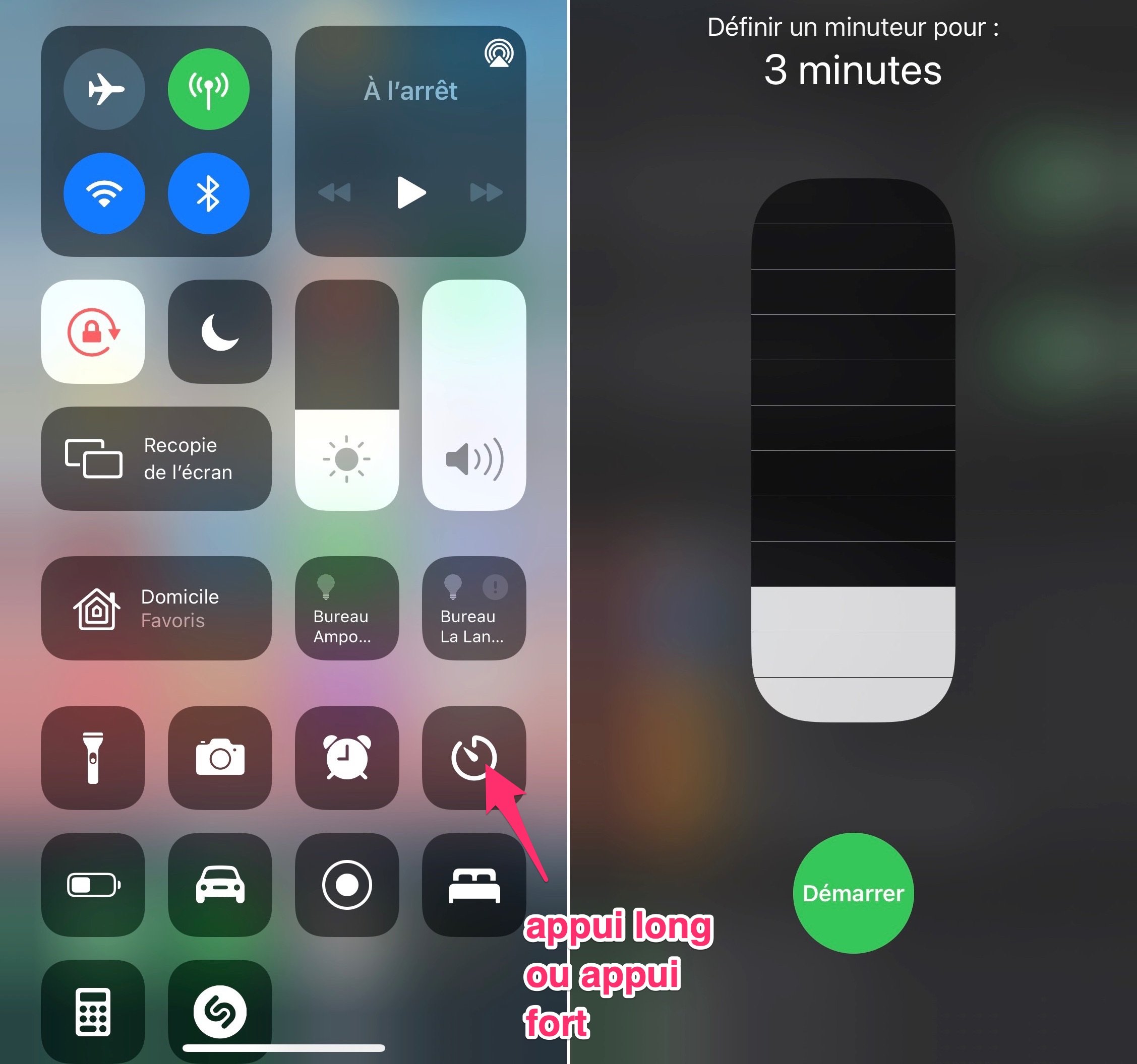 Long press or 3D Touch on Control Center