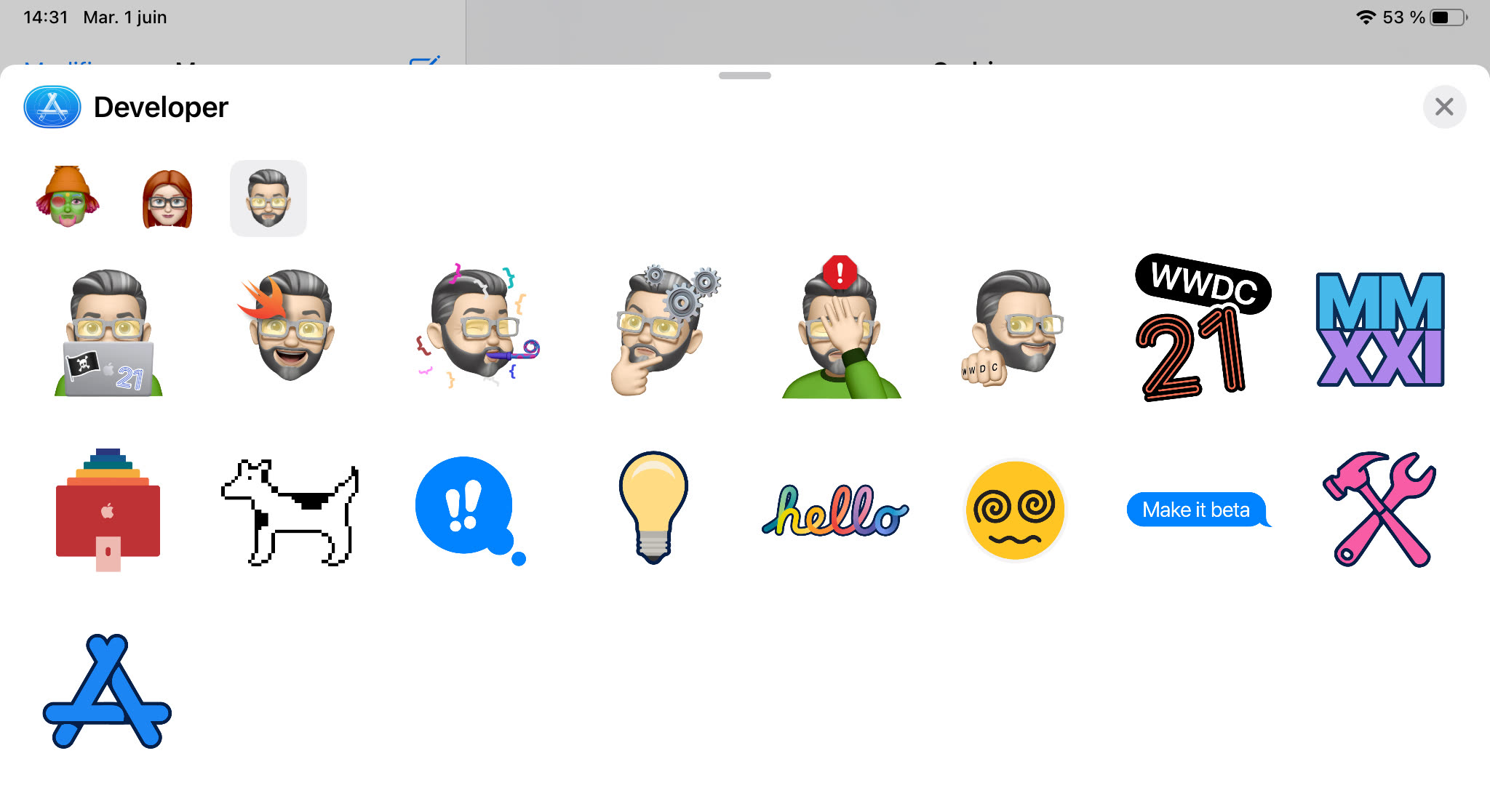 Stickers Apple Developper WWDC 2021