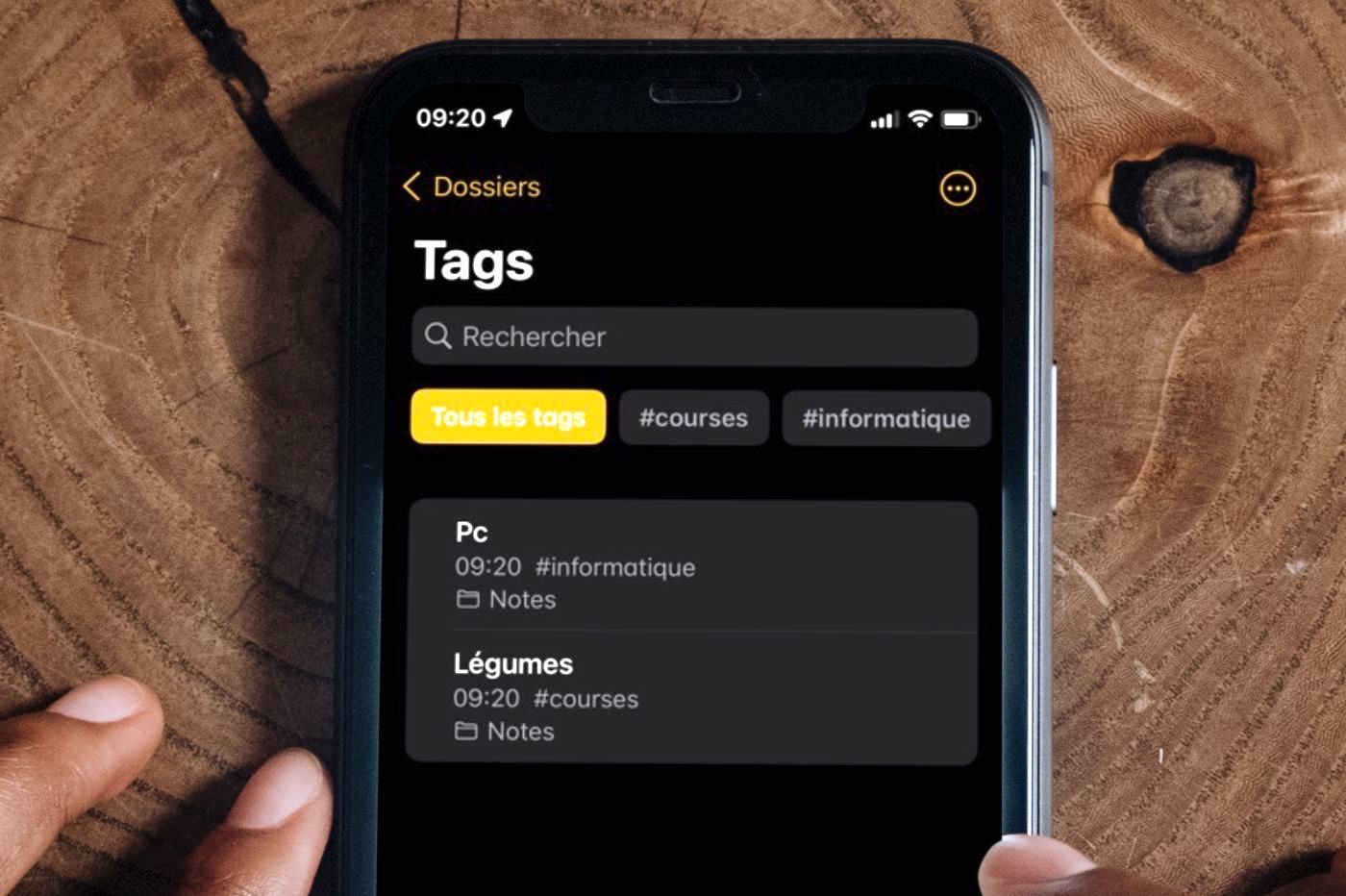 Apple Notes et tags