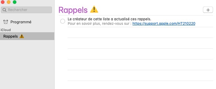 Rappels et blocage des listes