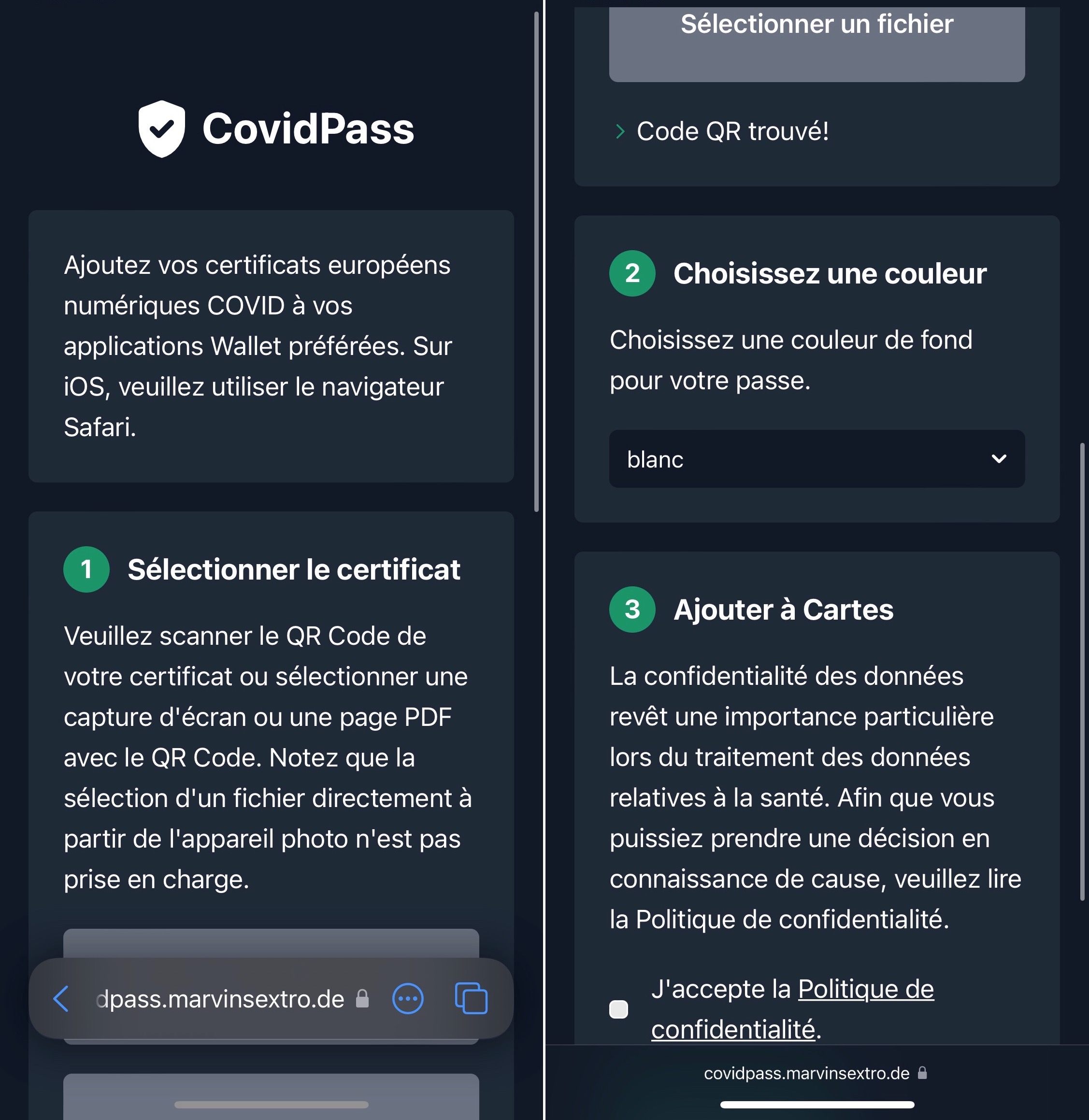 Covidpass et pass sanitaire dans Wallet