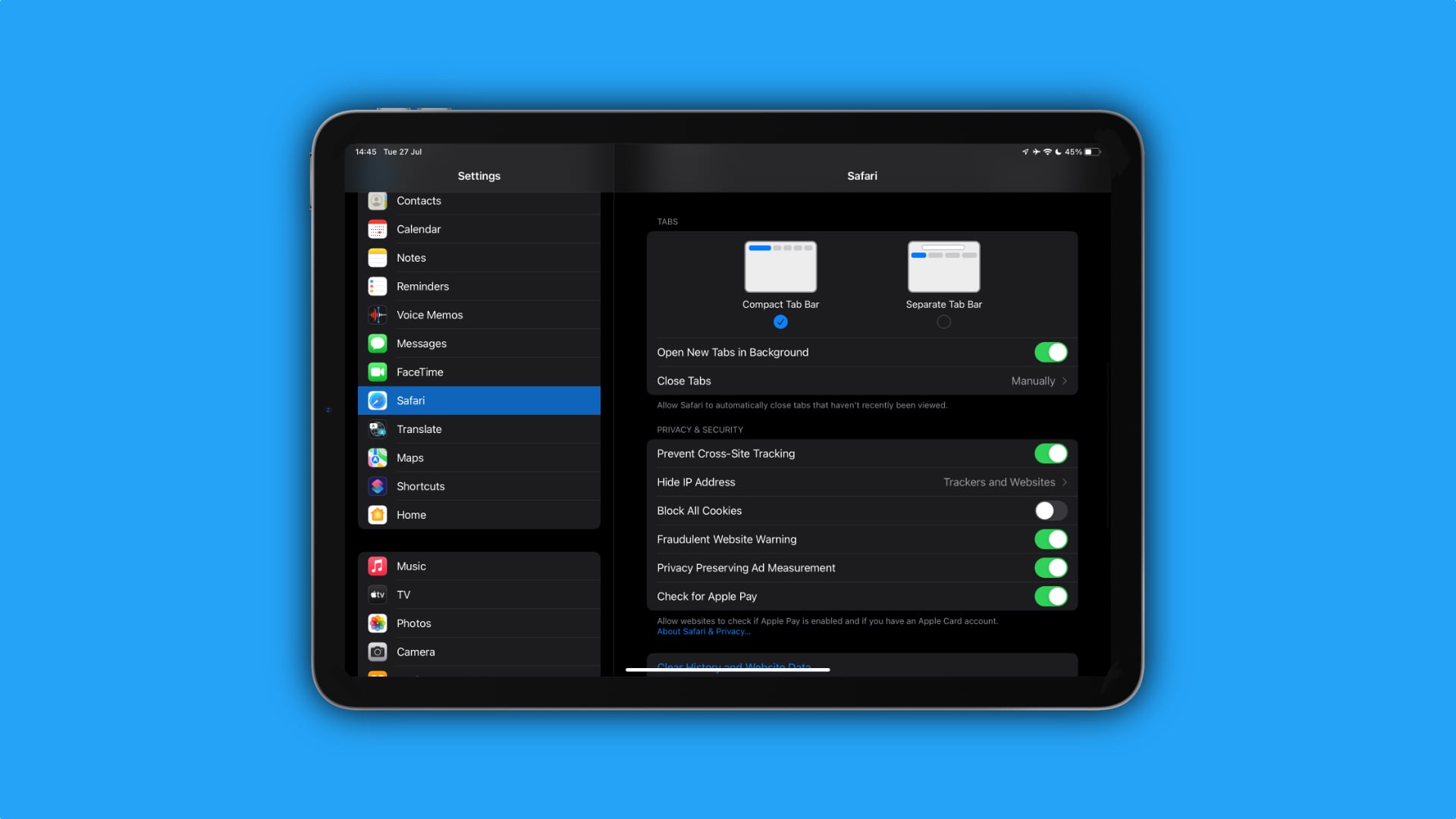 Safari 15 iPad