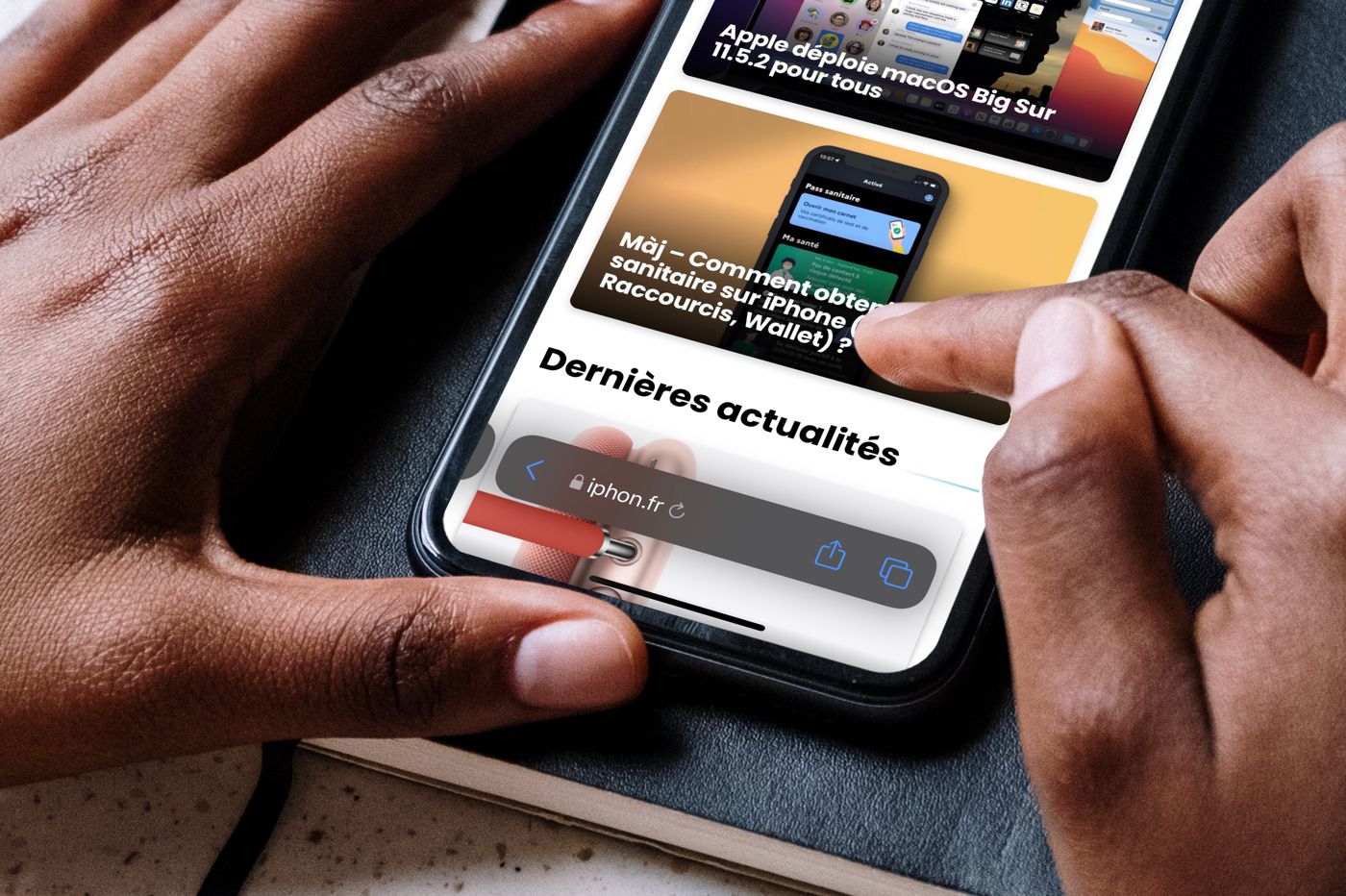 Barre flottante iOS 15 Safari bêta 5