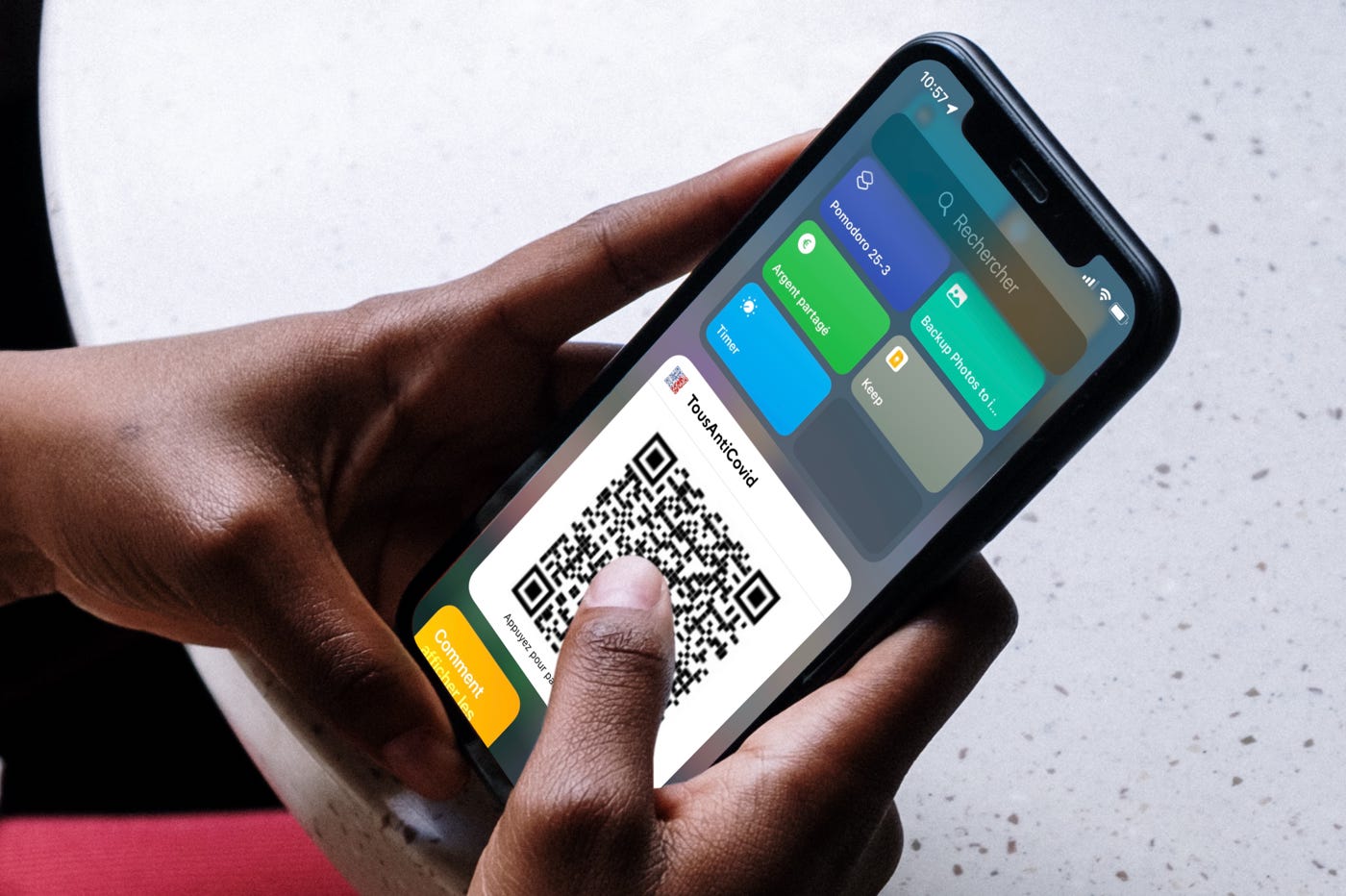 Afficher pass sanitaire app TousAntiCovid en widget