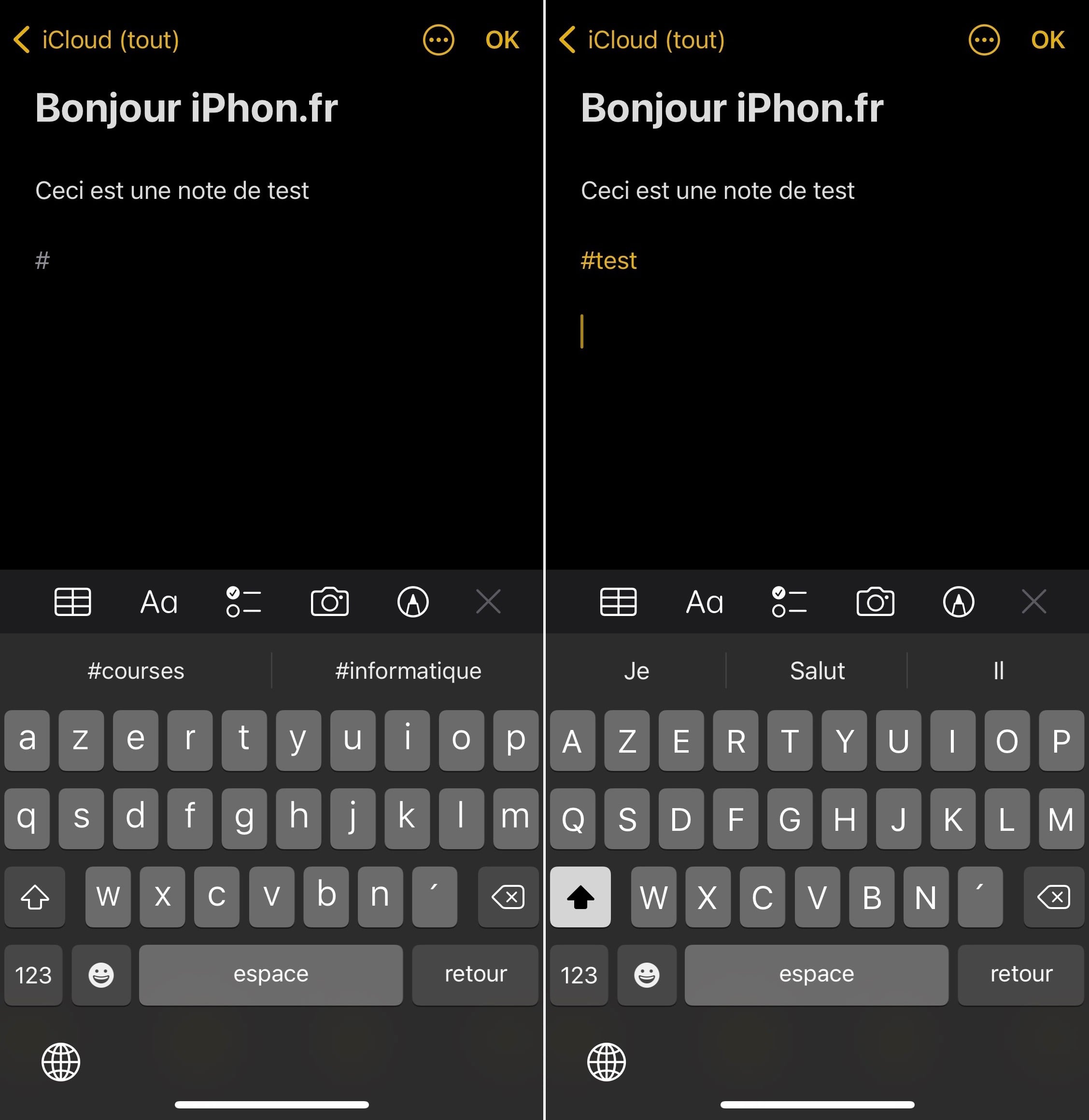 Tag Apple Notes ajout