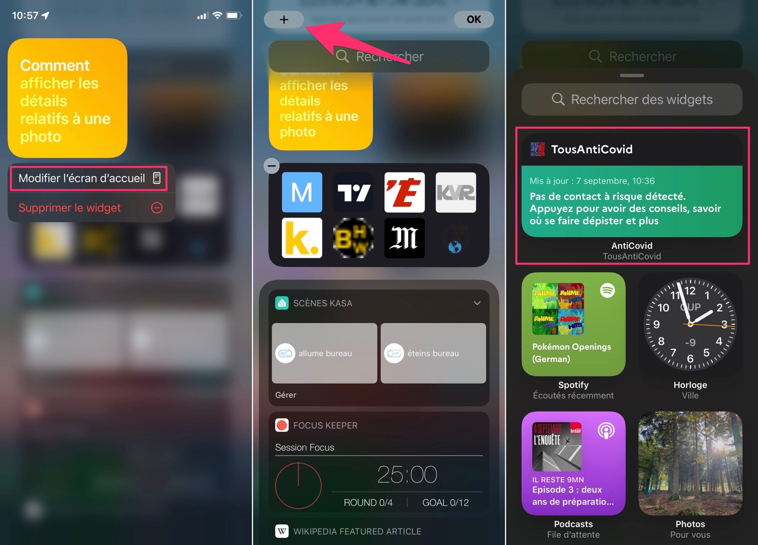 Comment afficher pass sanitaire TousAntiCovid en widget