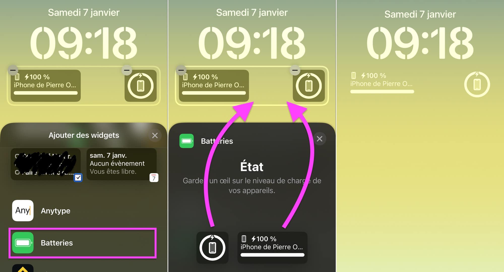 Informations de batterie sur l'écran verrouillé iPhone iOS 16