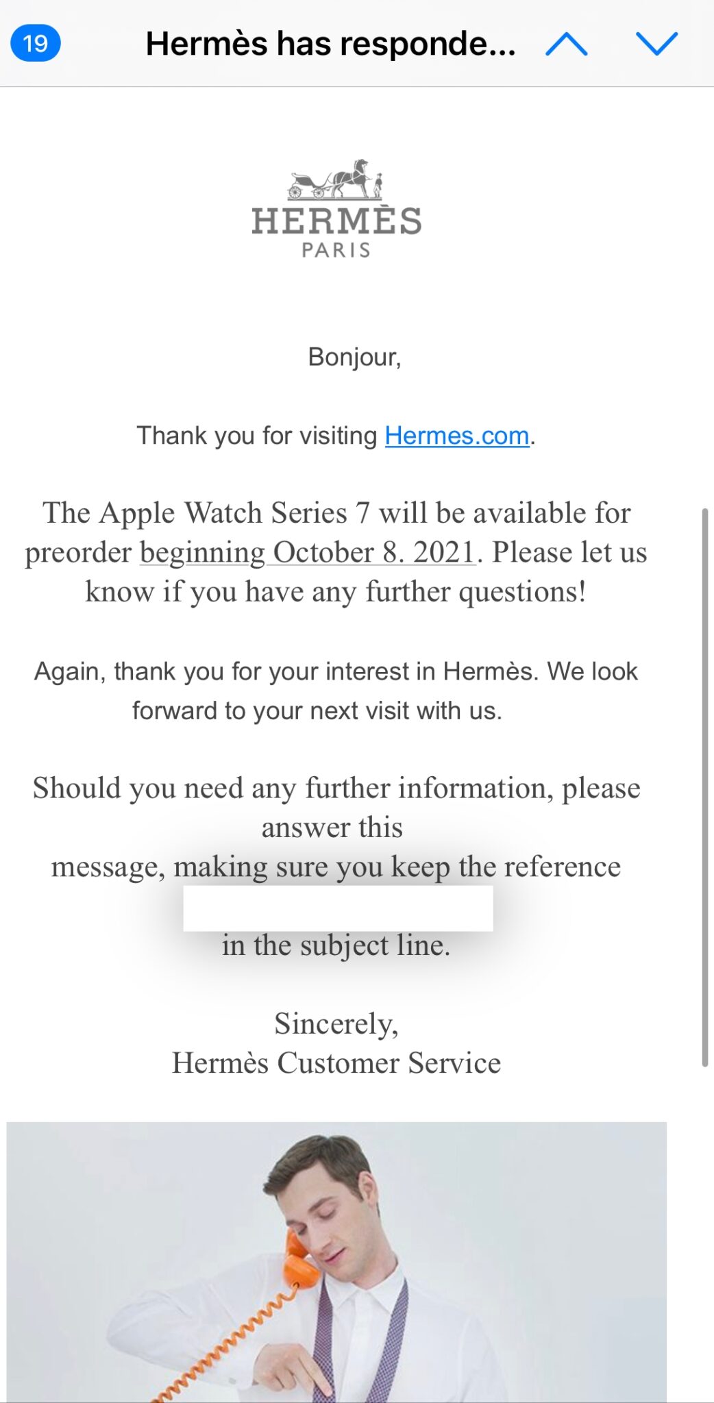 Mail Hermès lancement Apple Watch Series 7