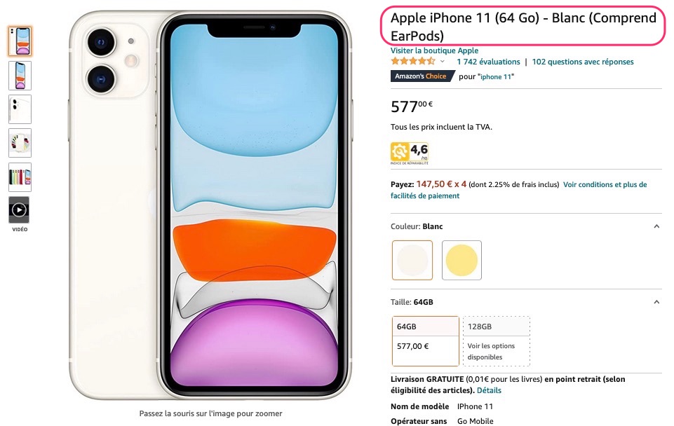 iPhone 11 avec EarPods