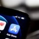 Icône App Store et indication 5G sur écran d'iPhone