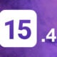 iOS 15.4 avec fond de nuages violets