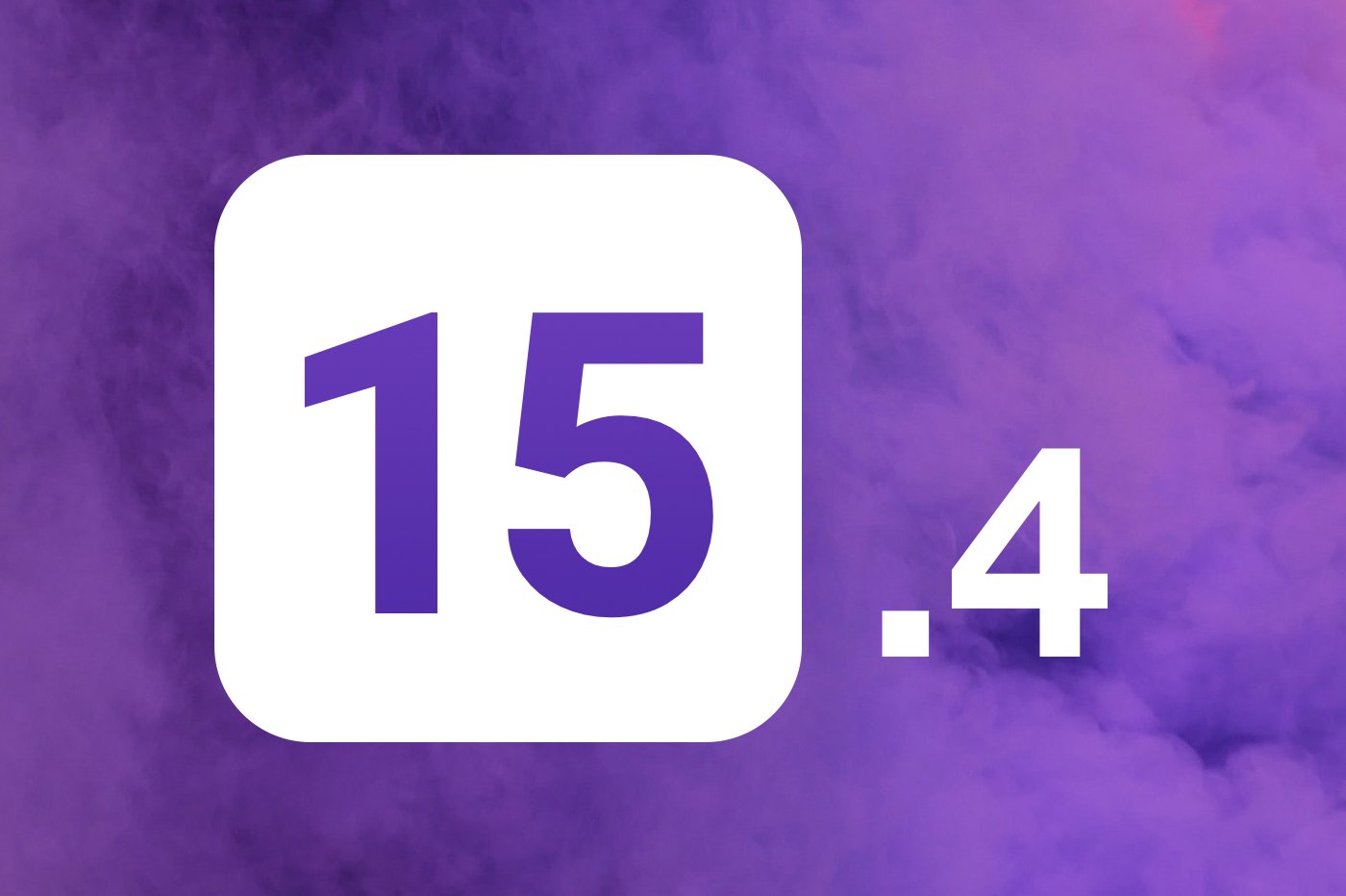 iOS 15.4 avec fond de nuages violets