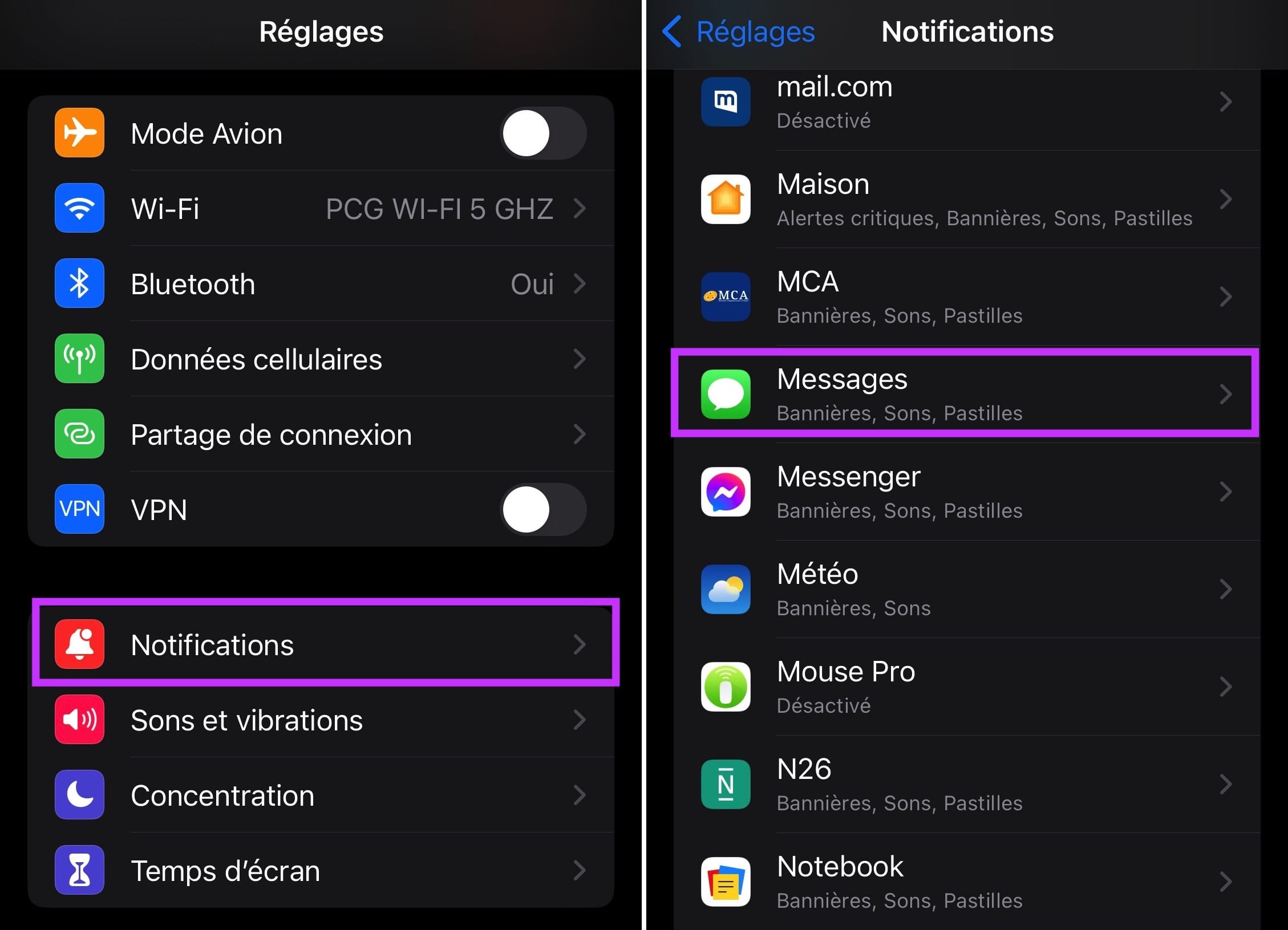 Astuce iMessage répétition notifications