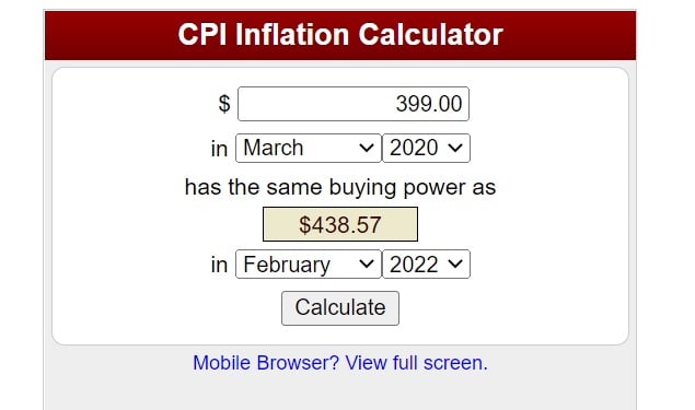 Bureau of Labor Statistics Inflation Calculator