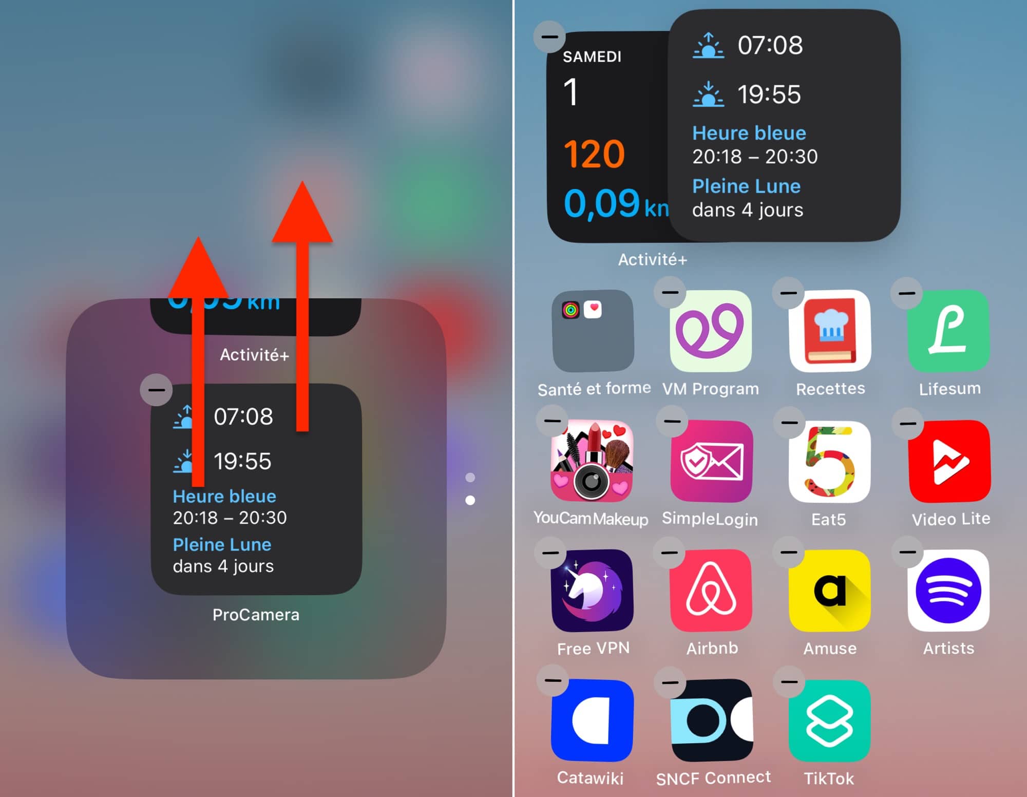 Déloger widget pile intelligente