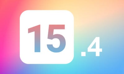 iOS 15.4 avec fond multicolore