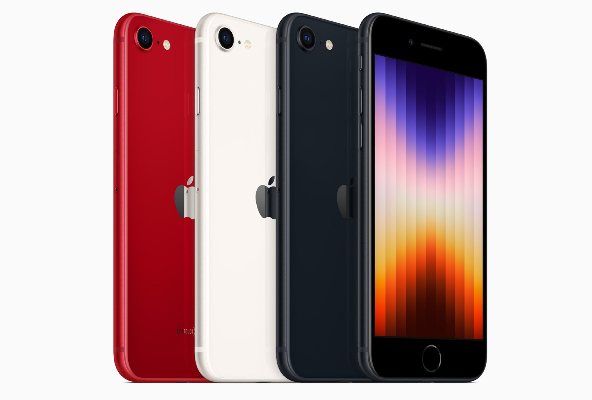 Coloris rouge, blanc et noir pour l'iPhone SE 2022