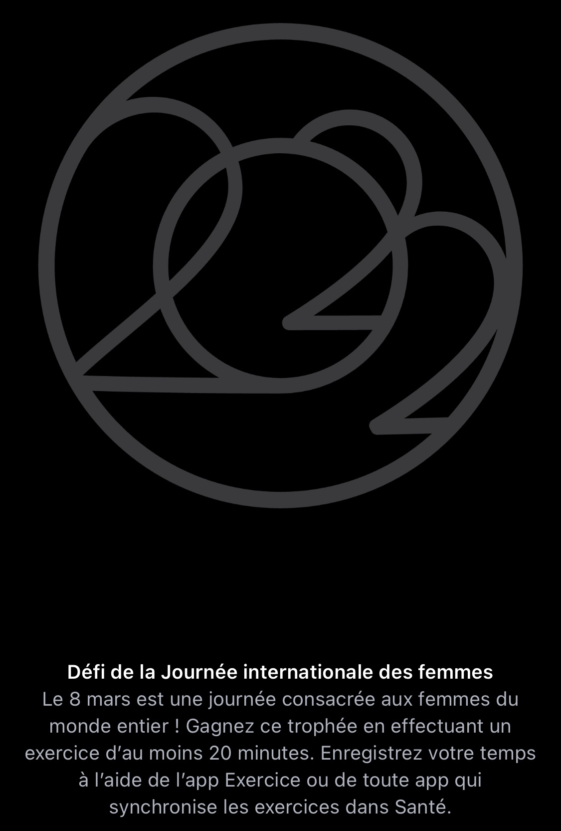Badge défi santé droit des femmes 2022 non validé dans l'app Forme sur iOS