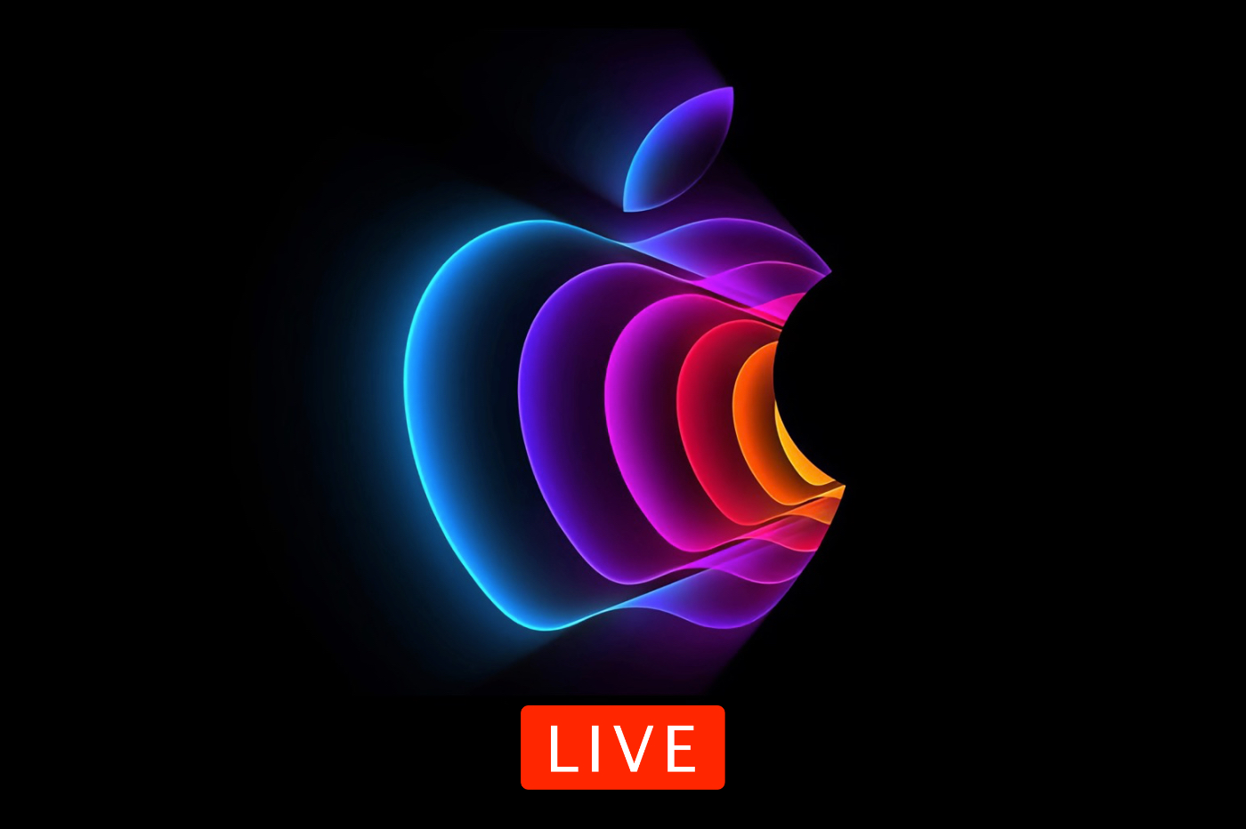 Logo Apple du Keynote du 8 mars avec indication Live pour direct iPhon.fr