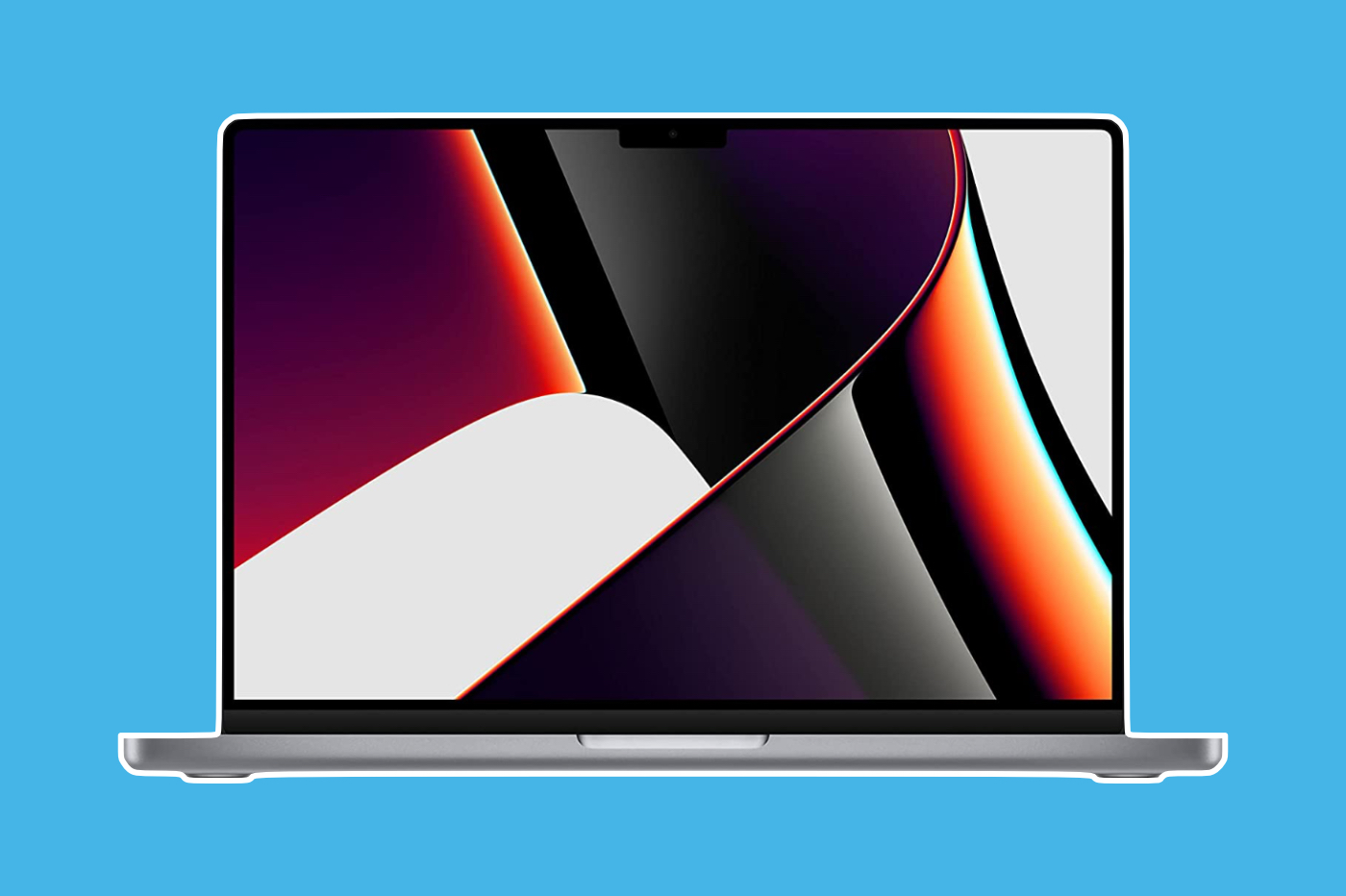 MacBook Pro 14" sur fond bleu