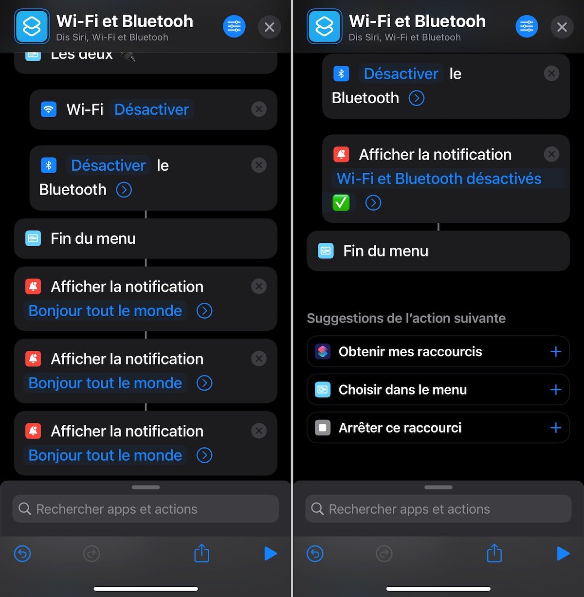iOS Shortcut Action Notification