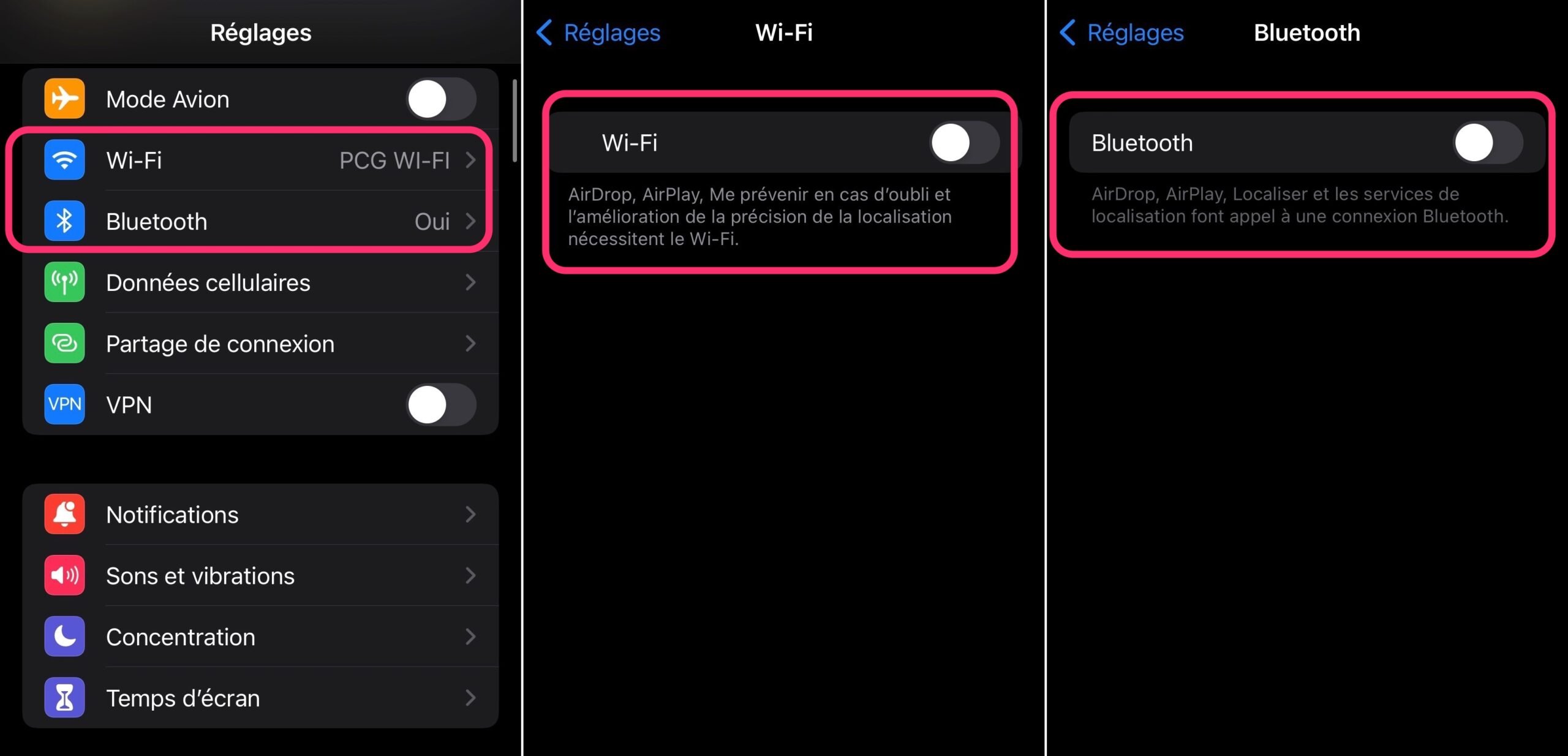 Disable Wi-Fi Bluetooth iOS Settings