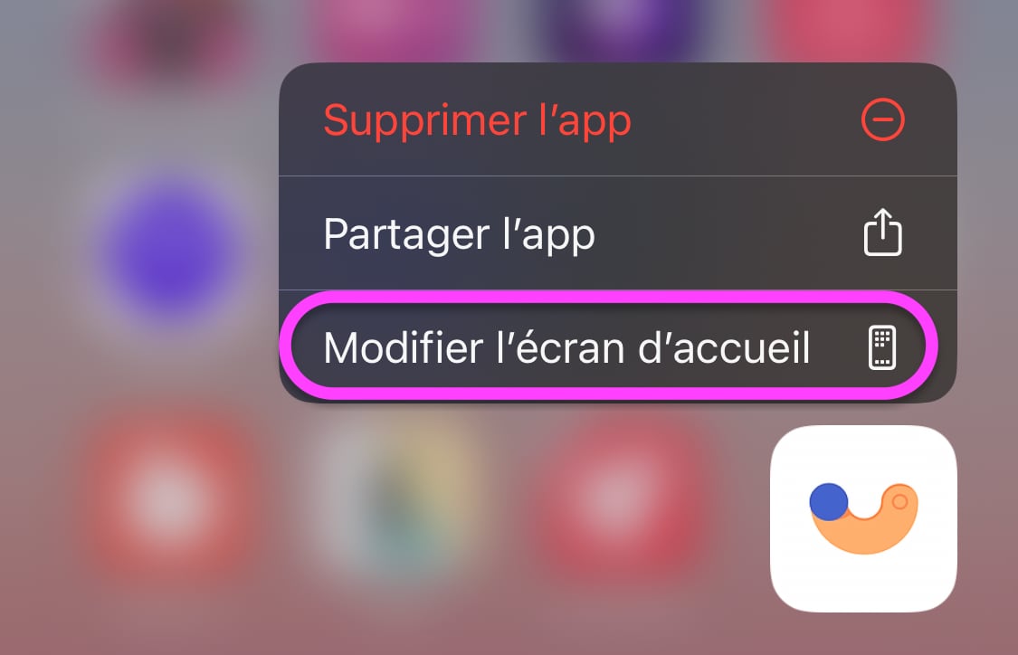 Modifier écran d'accueil