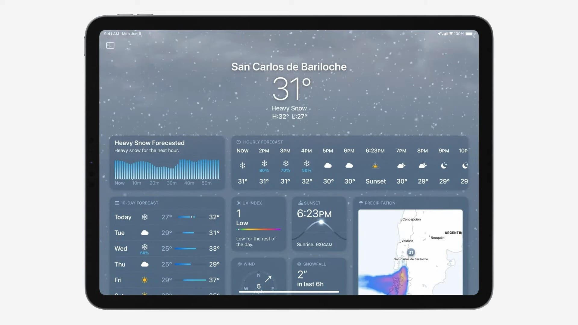 Temps et température app Météo iPadOS 16