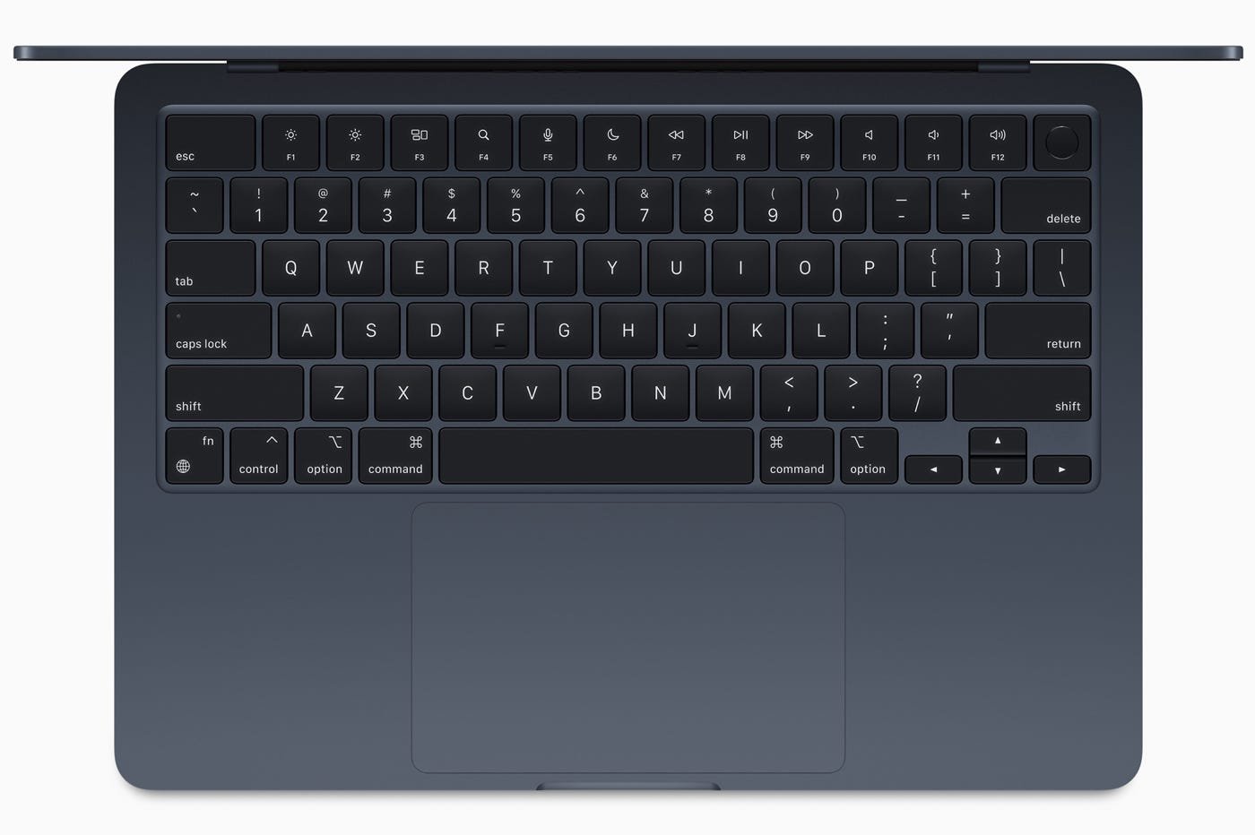MacBook Air M2 keyboard view