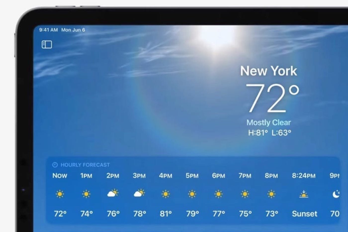 Application Apple Météo iPadOS 16