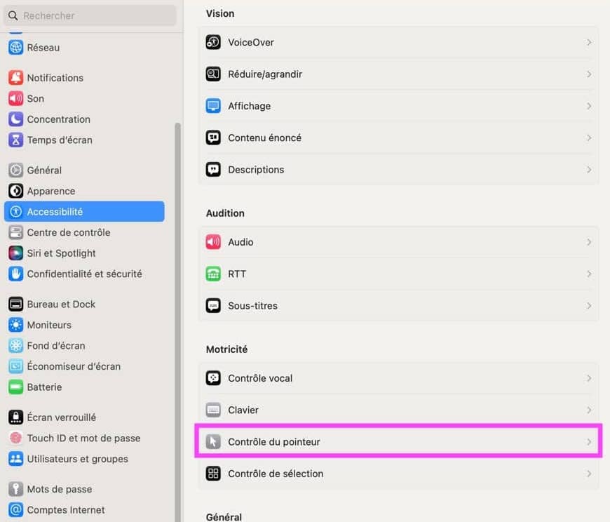 Ignorer trackpad contrôle pointeur