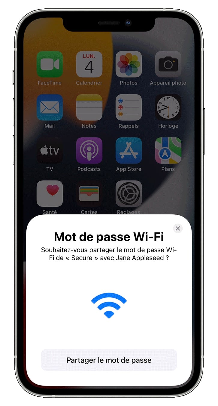 partager code Wi-Fi iPhone