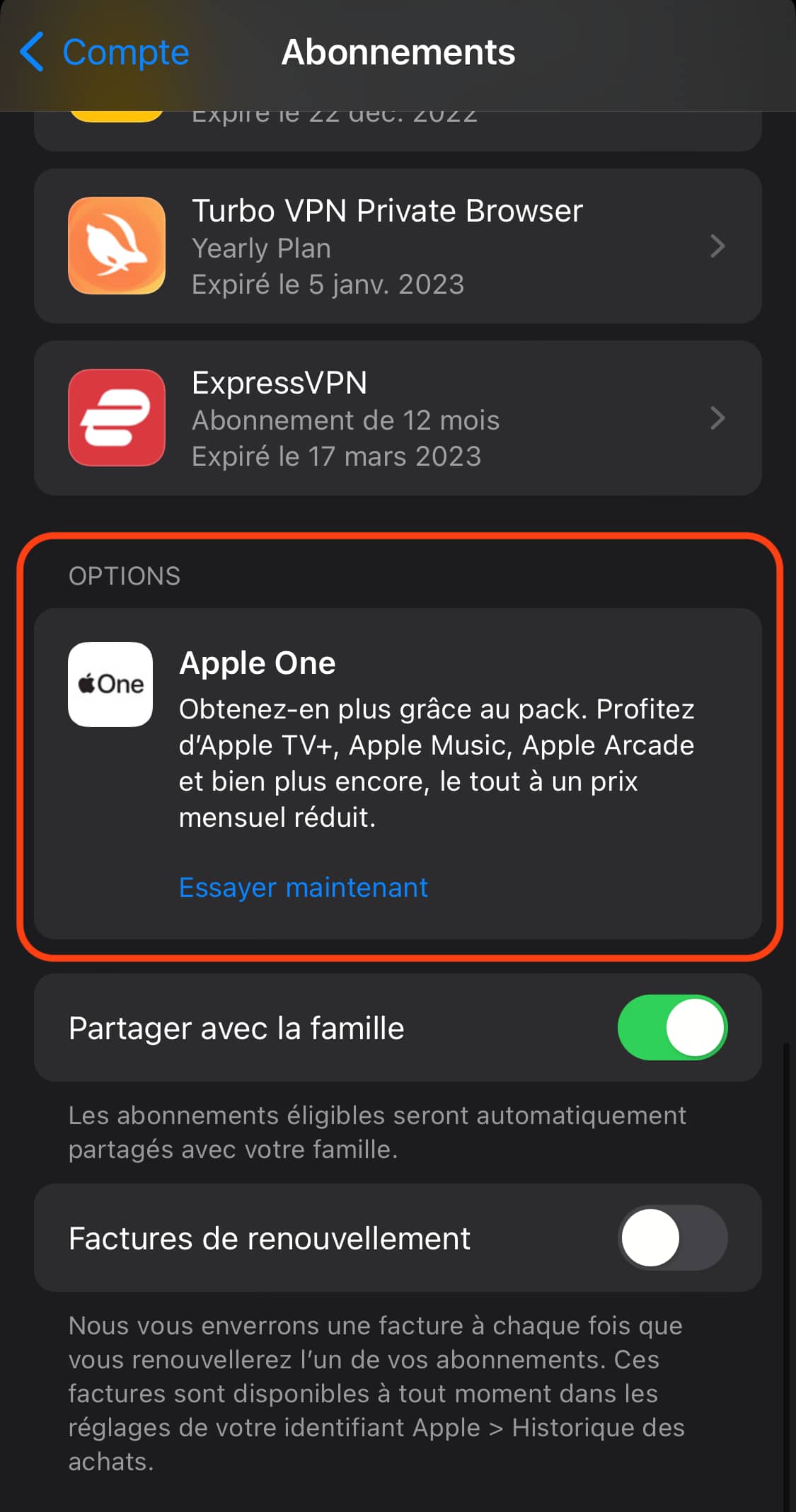Abonnement Apple One