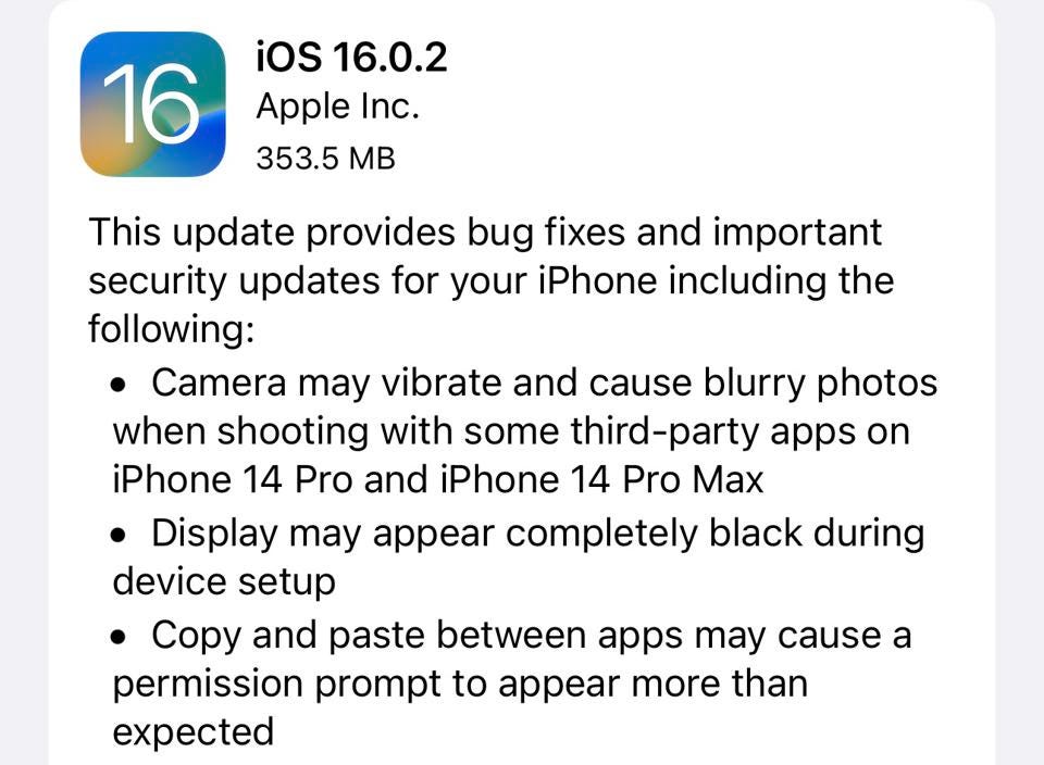 Apple iOS 16.0.2