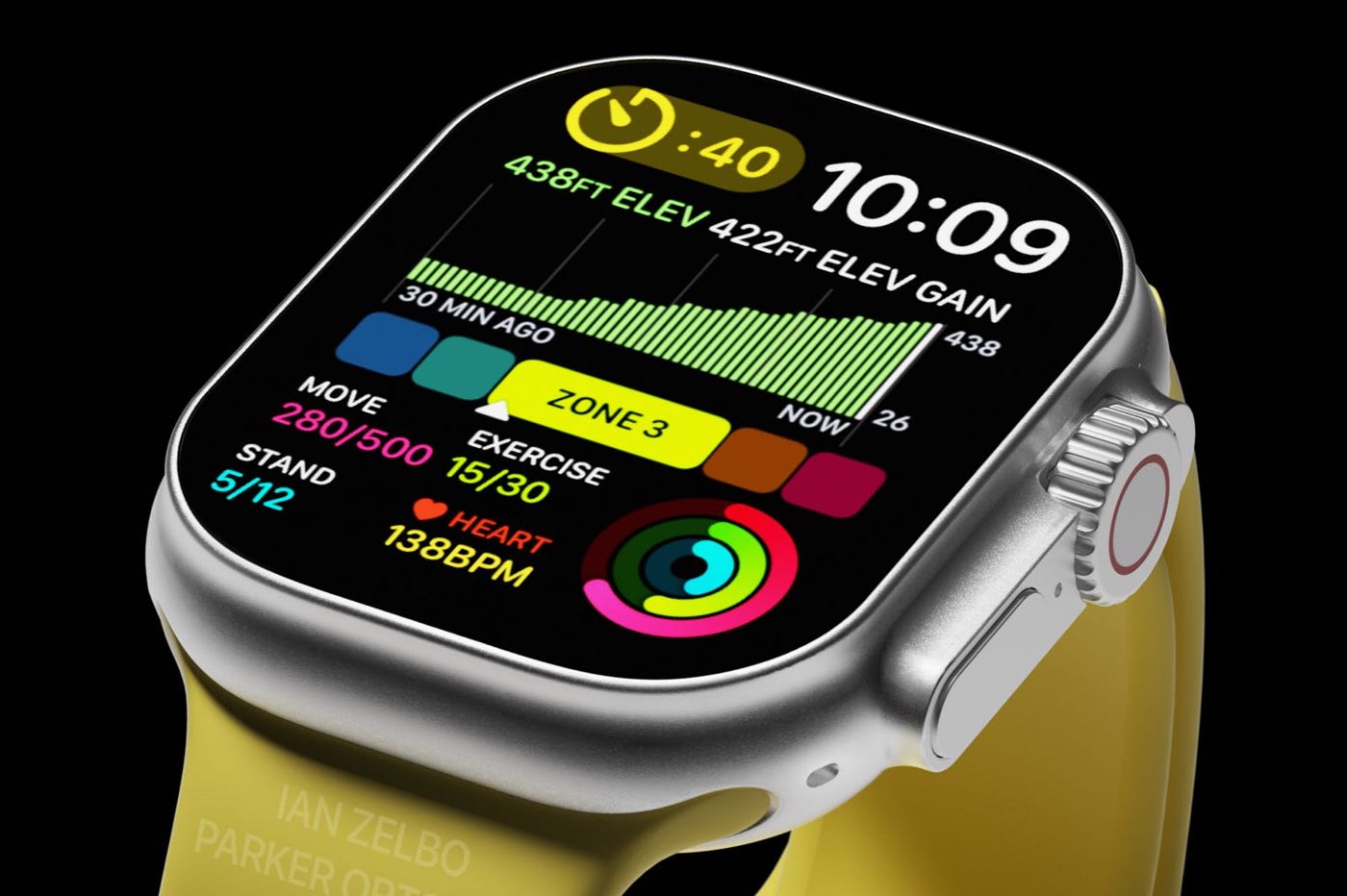 Apple Watch Pro rendu concept avec cadran