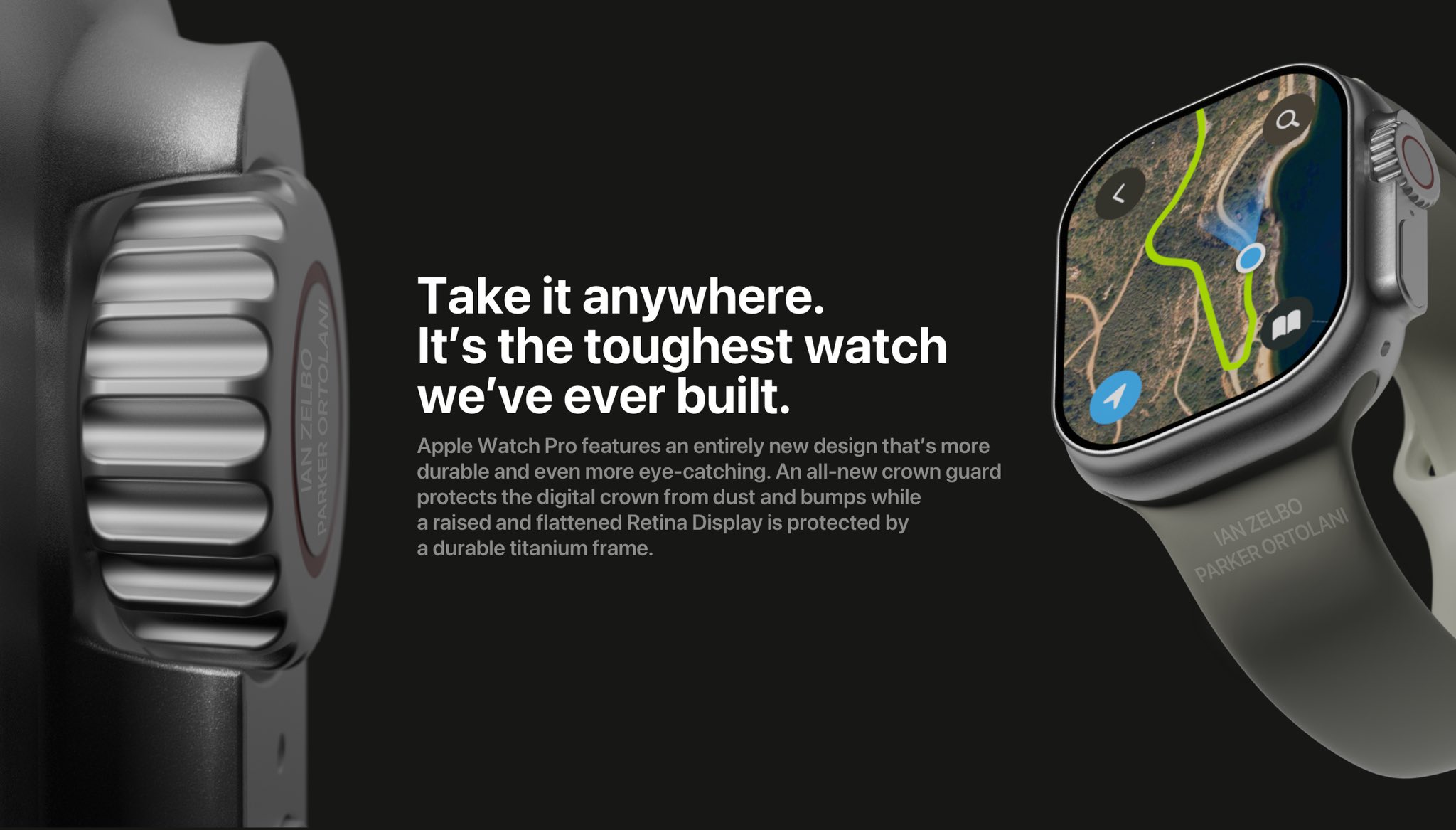 Apple Watch Pro rendu concept avec bouton