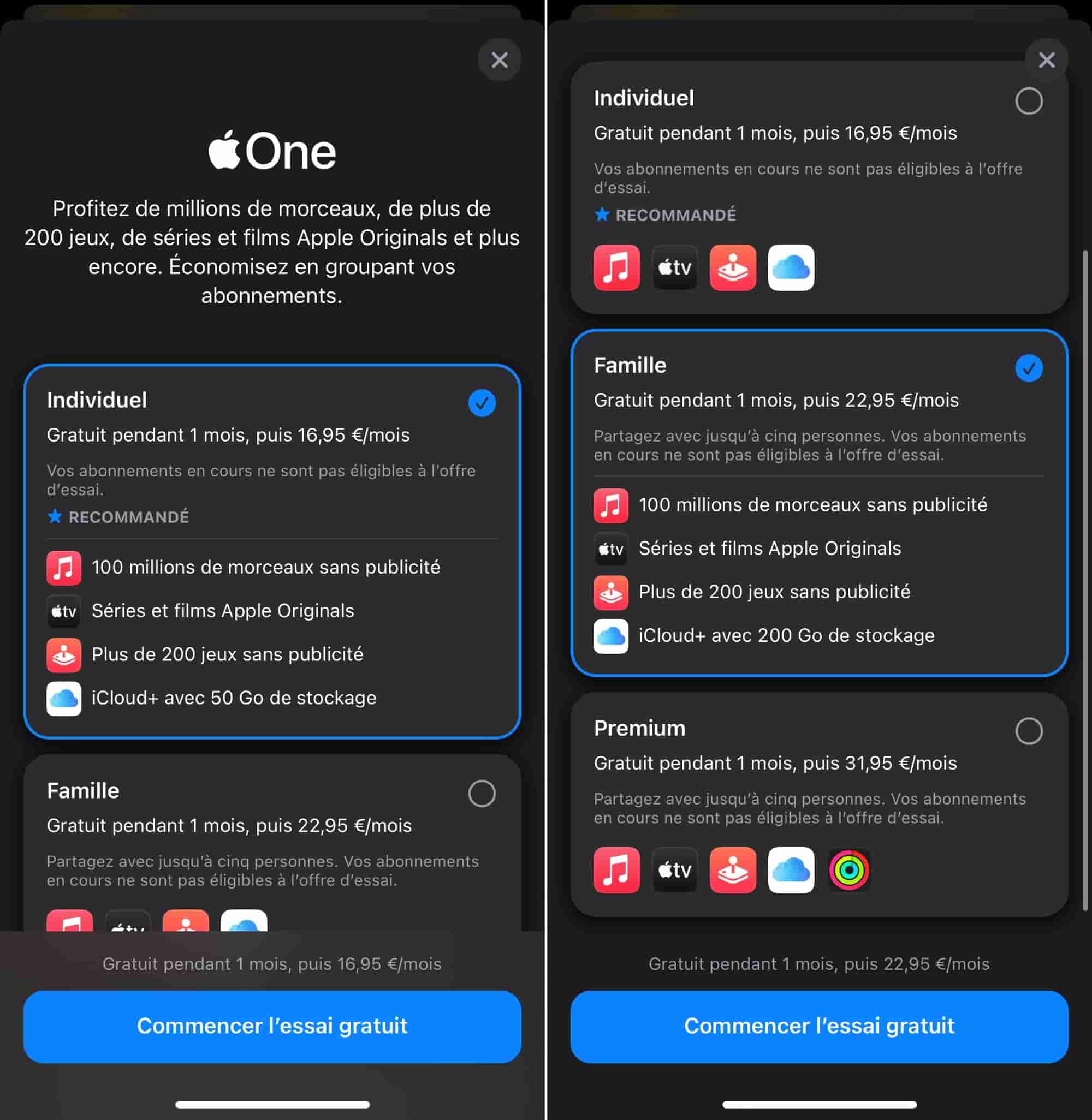 Tarifs Apple One 2023