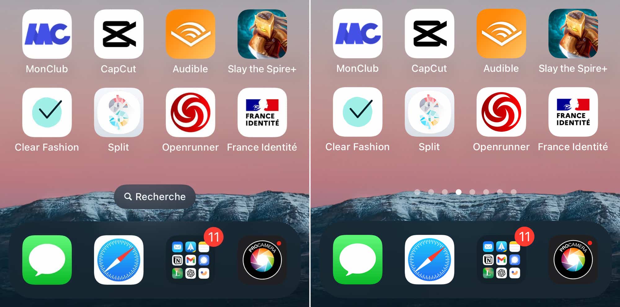 Fonction "Recherche" activée