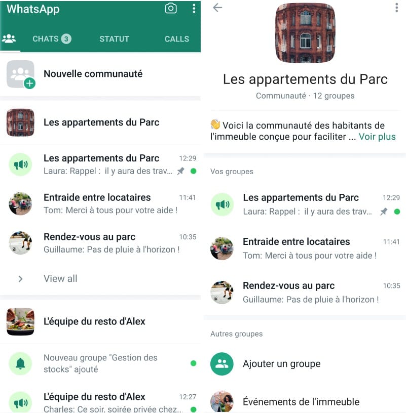 WhatsApp communautés
