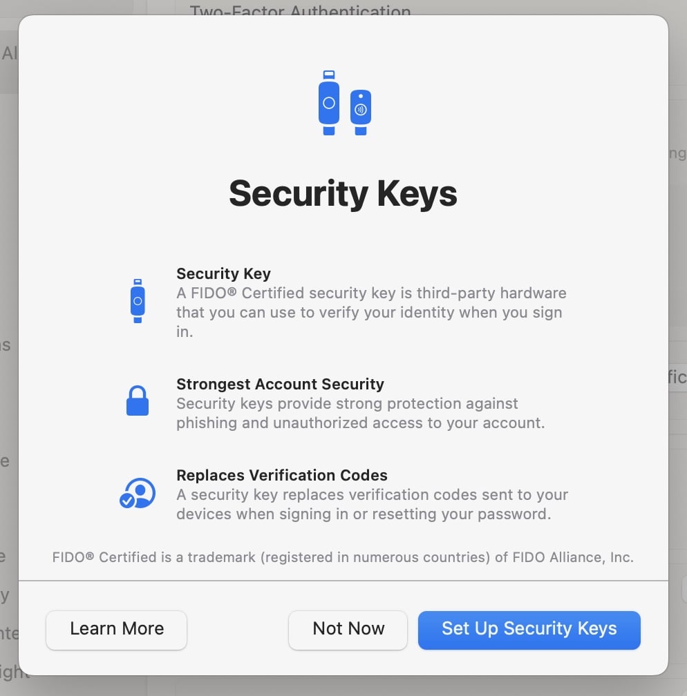 Clé de sécurité iOS 16.3