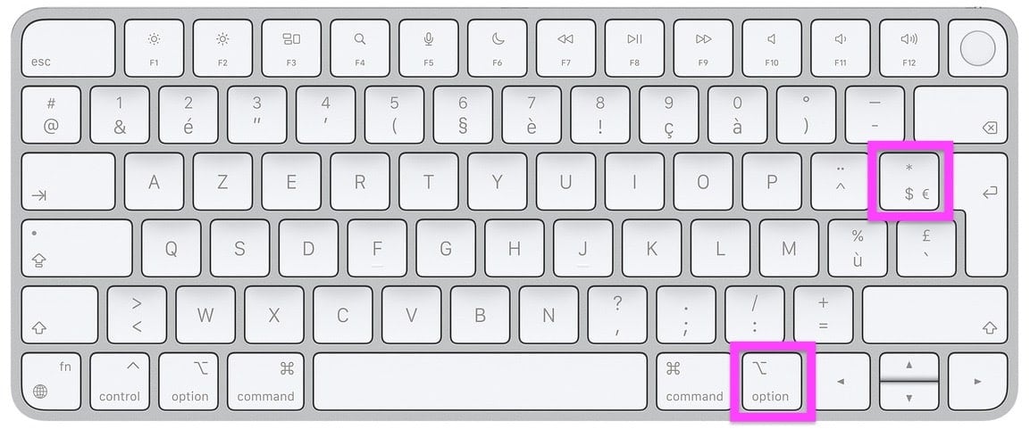 Clavier symbole € euro