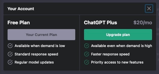 ChatGPT payant et gratuit