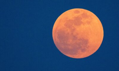 Lune rouge et ciel bleu